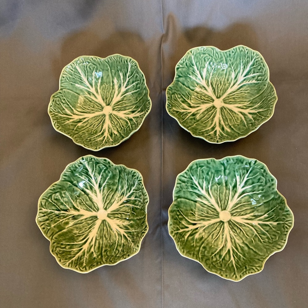 Bordallo Pinheiro Green Cabbage Soup Bowls-Set of 4